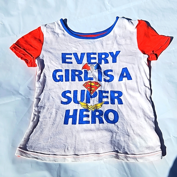 Kids Size 8 "Every Girl is A Super Hero" Statement T-shirt, preloved - Picture 4 of 4